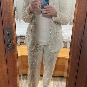 LOFT Women's Sparkling Sequin Blazer - Silver